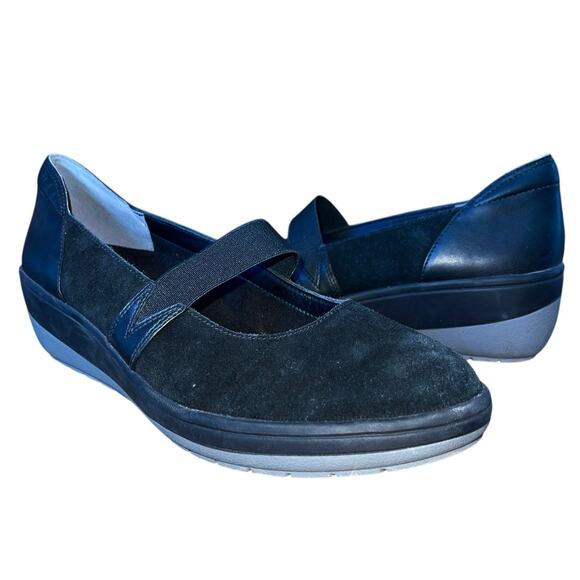 Vionic Mary Jane Wedge 8 Black Juide Leather Comfort Shoes Minimalist - Picture 2 of 9